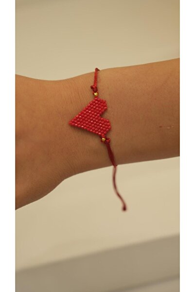 Jerie Kırmızı Kalp Figür El Yapımı İp Bileklik