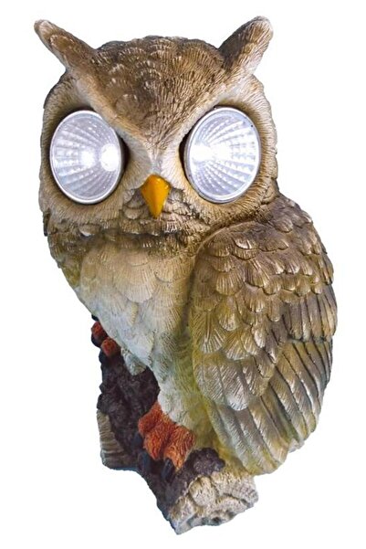 SGTT Decorațiune de grădină Bufniță cu ochi, rășină sintetică, 15 x 14 x 22 c...