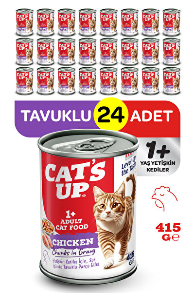 Cat's Up Cats Up Yaş Yetişkin Kedi Maması Tavuklu 415gr 24Lü