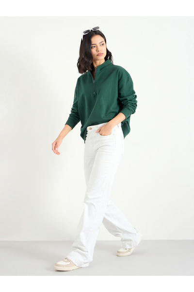 Styli Solid Regular Fit Half Zip Sweatshirt
