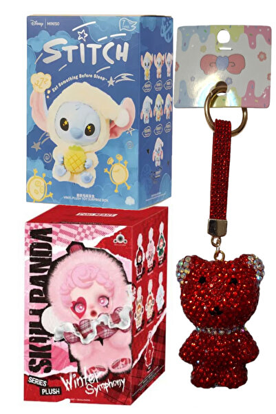 Pofika Skullpanda Labubu 1 Adet+Stitch Koala 1 Adet Sürprize Paket+Ayıcık Cha...
