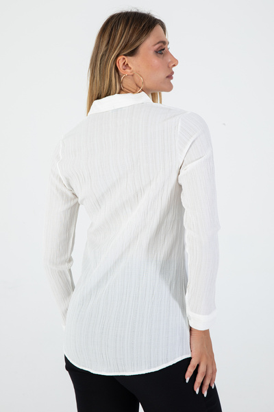 Nuevo Women's White Jacquard Textured Woven Shirt – Chicness up to Plus Size 5XL