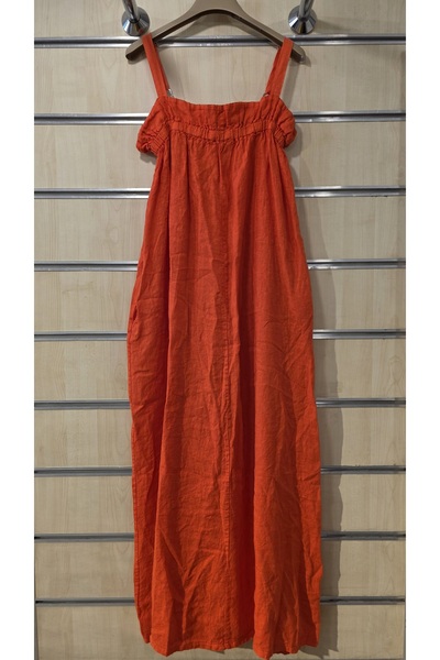 Park Moda İtalyan Askılı Keten Elbise Düz Desen