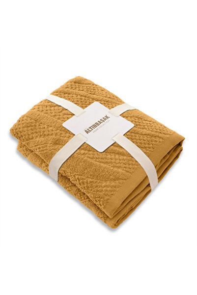 Altınbaşak Kali 100% Cotton 2-Piece Hand Towel Set 50X90 Mustard