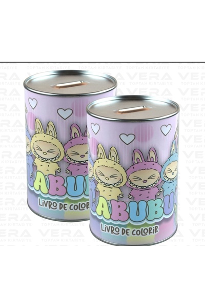 DerinHome Metal Piggy Bank with Labubu Figure 14 cm