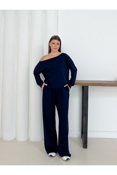 Gameyal Women's Modal Fabric Off Shoulder Sweatshirt and Trousers Set