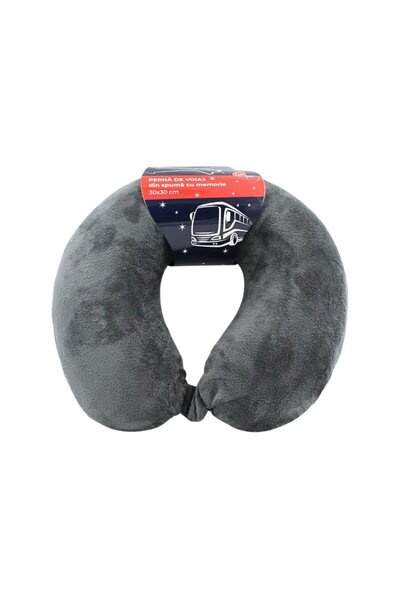 Gift Design Μαξιλάρι ταξιδίου, για ενήλικες, γκρι χρώμα, από αφρό μνήμης, 30 cm
