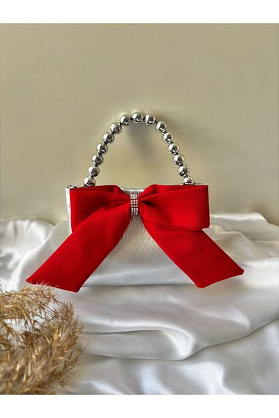 Miniminiksdesing Silver Pearl Handle Mini Baby Kids Party Bag
