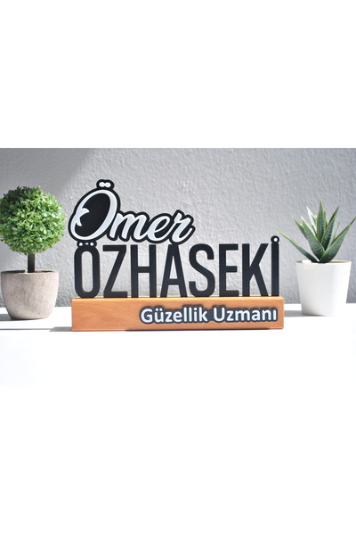 wart dizayn masa üstü isimlik , ahşap masa isimliği