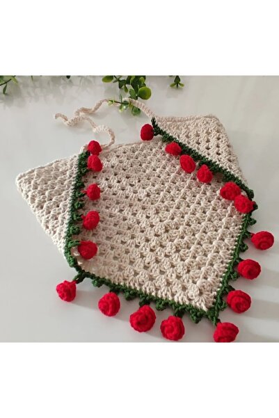 Generic Brand Bandană buchet de trandafiri tricotată manual – Model pătură bu...