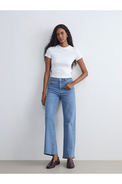 LC Waikiki بنطال جينز نسائي من Indigo Wideleg