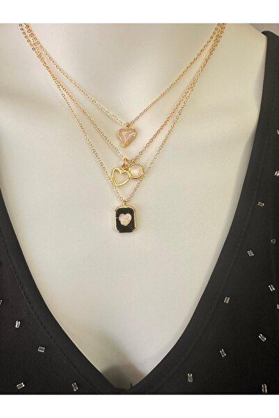 Uno Di Famiglia 3 lü kalp temalı charm , kalp figürlü kolye