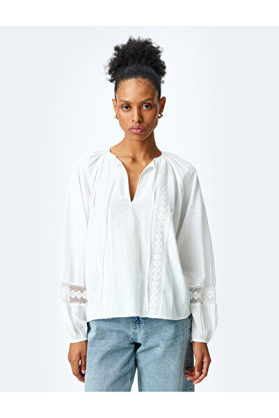 Koton Μπλούζα με μακρύ μανίκι με λεπτομέρεια φιστό oversized