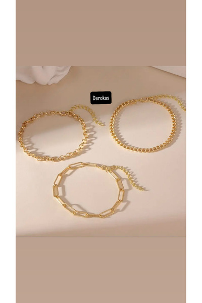 derokas Set of 3 Real 316 L Steel Tarnish-Free Bracelets, Elegant and Stylish, New, Suitable for Use in the Sea and Pool