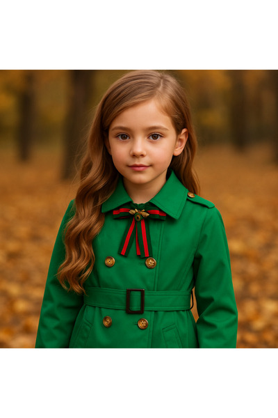 STYLENEST Girl's Trench Coat Green Trench Coat Raincoat