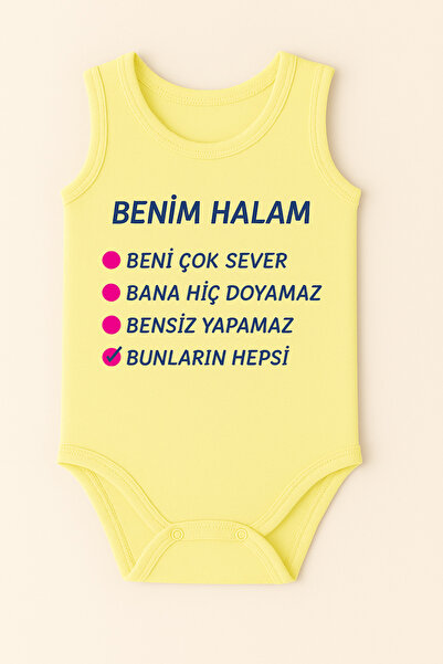 SVART WEAR Aunt Patterned Printed Cotton Baby Bodysuit Badi Cotton Snap Fastener