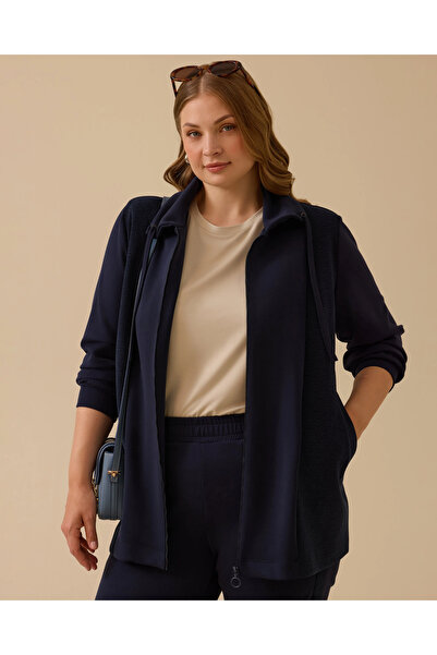Gala-Xi Plus Size Double Fabric Zipper Jacket