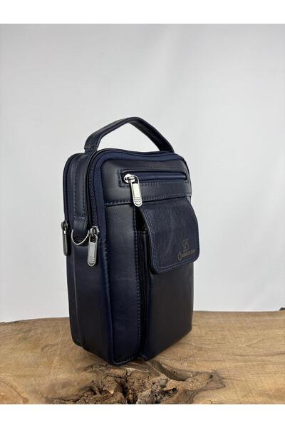 özdemirler deri Genuine Calfskin Handbag Navy Blue