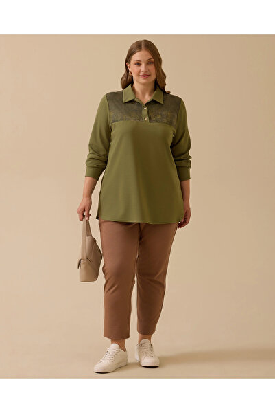 Gala-Xi Büyük Beden Desen Detaylı Gömlek