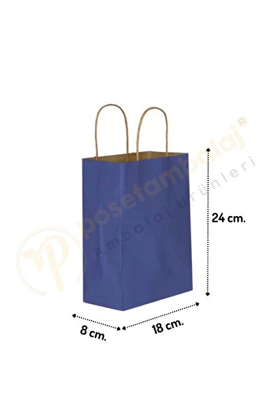 CarpCorn Lacivert Kraft Çanta Küçük Boy 18x8x24 cm 25 Adet