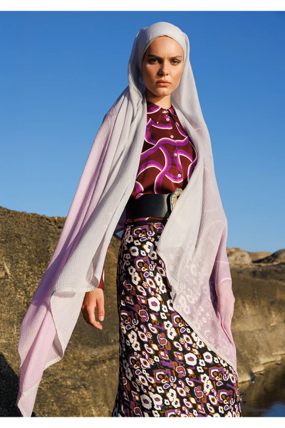 Mooncorn Gradient Muslin Shawl Lilac
