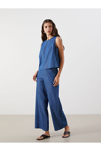 LC Waikiki Wideleg Women's Jeans Pants with Elastic Waist