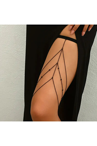 G&H UNDERWEAR Siyah Zincirli Bacak Bandı