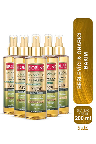 Bioblas Botanic Oils Argan Yağlı Sıvı Saç Kremi 200 ml Onarıcı Bakım Kremi 5x200 Ml