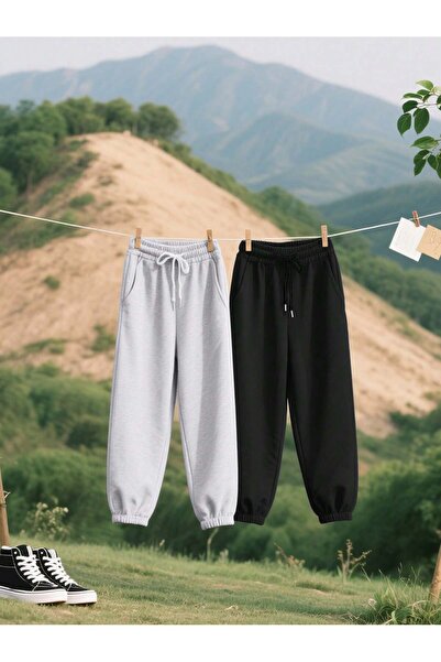 DAXİS Sportwear Company 2 ΤΕΜΑΧΙΑ UNISEX Φούτερ Μαύρο-Γκρι