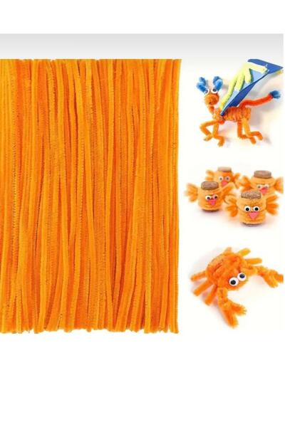 iğne izi 100S Chenille, Educational Chenille, Fuzzy Wire, Plush Wire, Velvet Chenille, Craft Material 30cm Orange