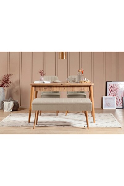 Vivense VİNA AÇILIR MUTFAK MASA TAKIMI, ATLANTİK KREM 1005, 80X130