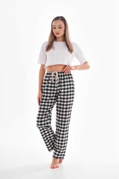 HG MODA Trening de pijama cu model carouri pătrate pentru femei