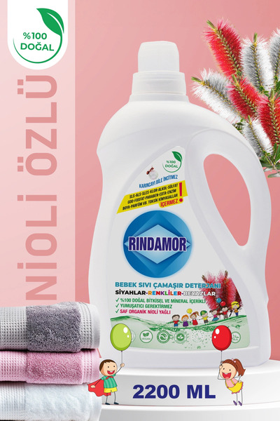 RINDAMOR % 100 DOĞAL BİTKİSEL BEBEK SIVI ÇAMAŞIR DETERJANI ORGANİK NİOLİ YAĞLI-KENDİNDEN YUMUŞATICILI