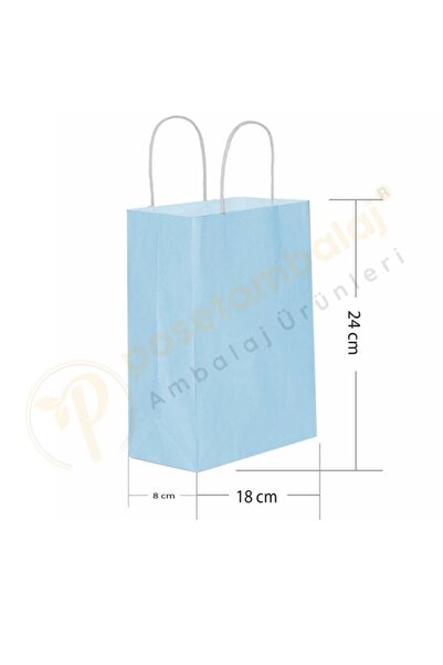 CarpCorn Mavi Kraft Çanta Küçük Boy 18x8x24 cm 25 Adet
