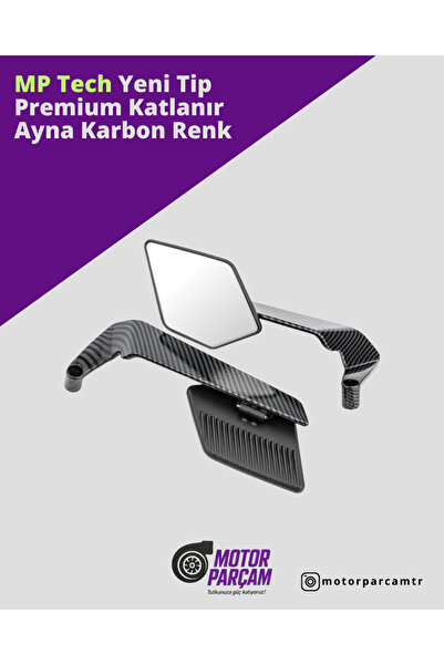 MP Tech Yeni Tip H2 Premium Katlanır Ayna Karbon Renk