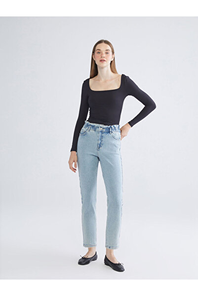 LC Waikiki Slouchy Fit Women's Jean Trousers with Elastic Waist