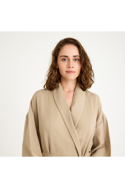 Miespiga 100% Cotton Shawl Collar Women's Muslin Kimono