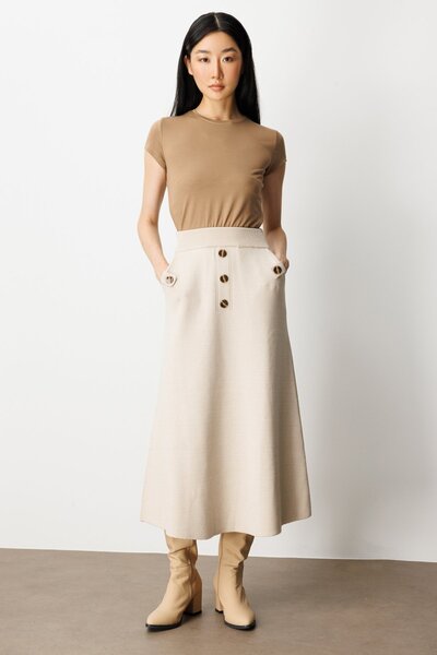 ON Düğmeli Triko Etek