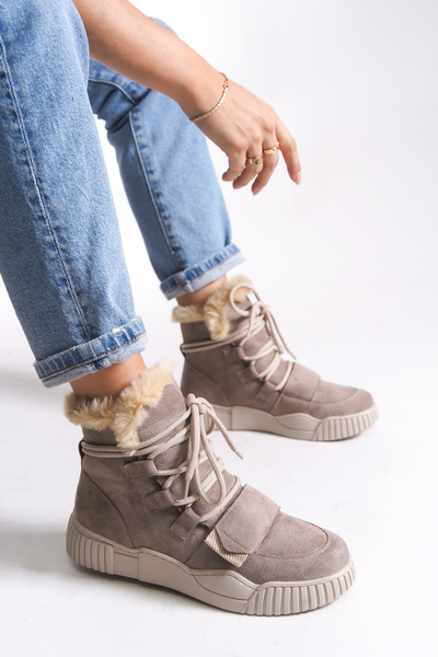 Riccon Pyriseth Women's Fur Sneaker Boots 0012711 Mink Suede