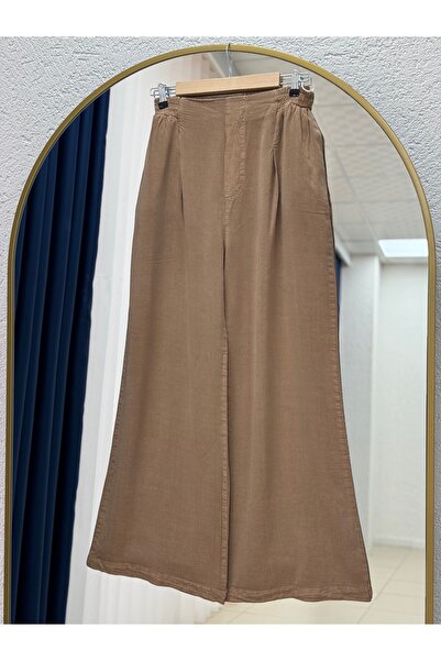 BENAHOLL Meluna Relax Keten Pantolon-XE706 Vizon
