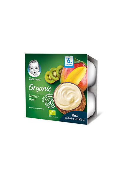 GERBER Desert bebe bio din mango, kiwi si cocos, 4x90g