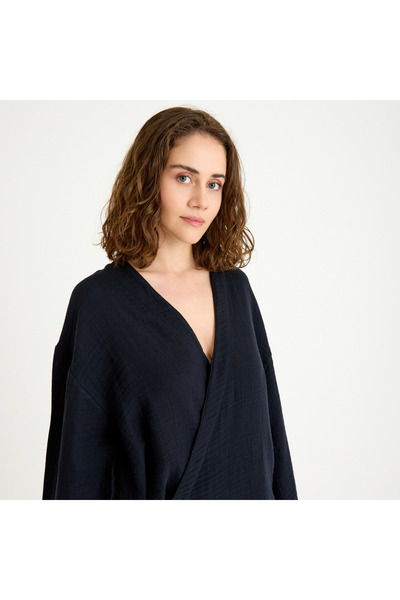 Miespiga 100% Cotton Inner Tie Double Breasted Women's Muslin Kimono