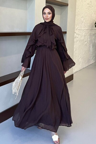 demet's collection DİANA Fırfırlı Şifon Kumaş İkili Etekli Takım