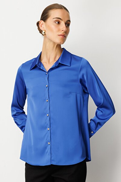 Ekol Σατέν πουκάμισο με κουμπιά μπροστά