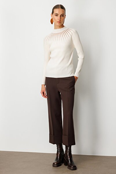 ON Stand Collar Tulle Ribbed Knitwear Sweater