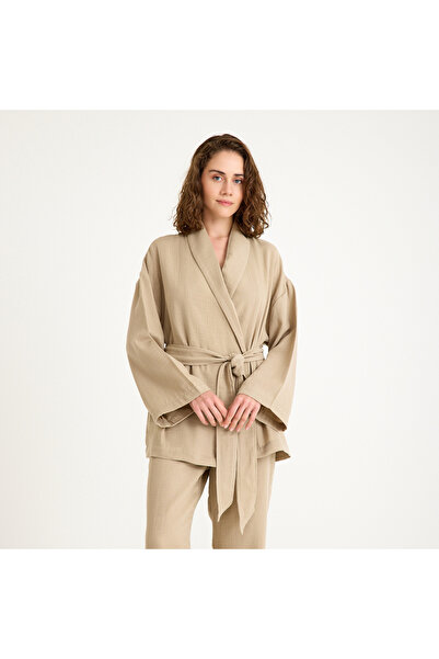 Miespiga 100% Cotton Shawl Collar Women's Muslin Kimono