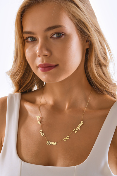 VeraDesignGold 14 Ayar Altın Kişiye Özel Sonsuzluk Detaylı İsimli Altın Kolye