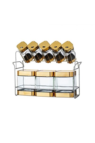 rexa مجموعة حاويات زجاجية مكونة من 8 قطع مع حامل من الفولاذ الفضي