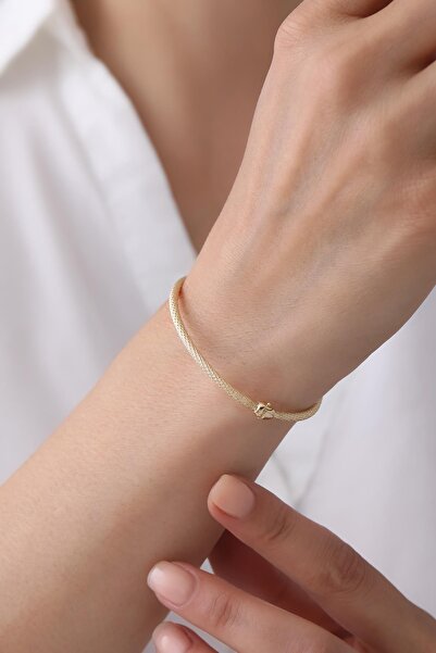 Tufanlar Kuyumculuk 14 Ayar Kumlu Oval Altın Kelepçe