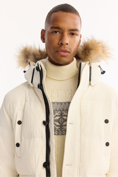 Avva Men's White 100% Goose down Water Repellent Windproof -10 ° C Durable Inflatable Coat A52Y6084